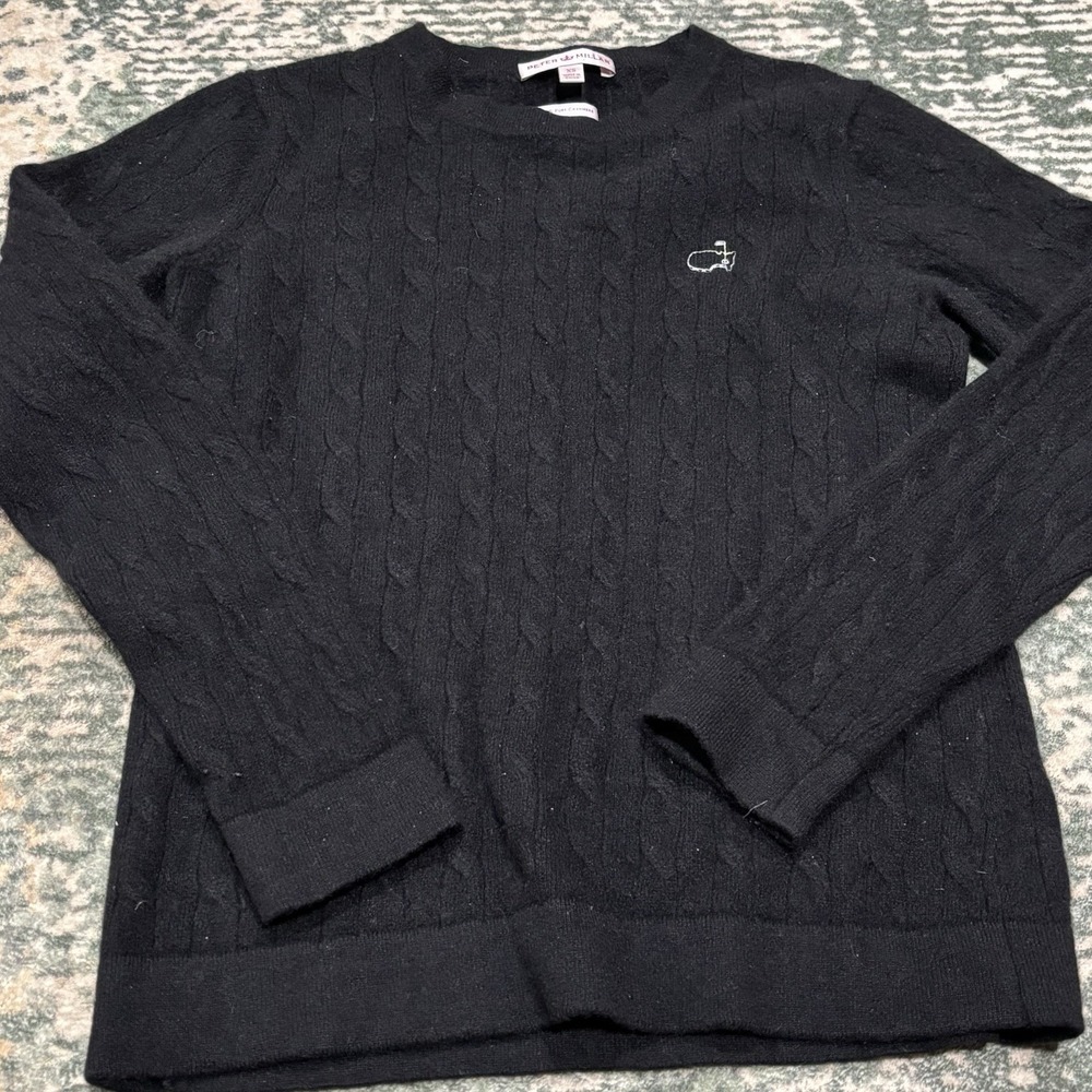 Peter Millar Women's Masters Cashmere Sweater Black Cable Knit Sweater XS *flaw